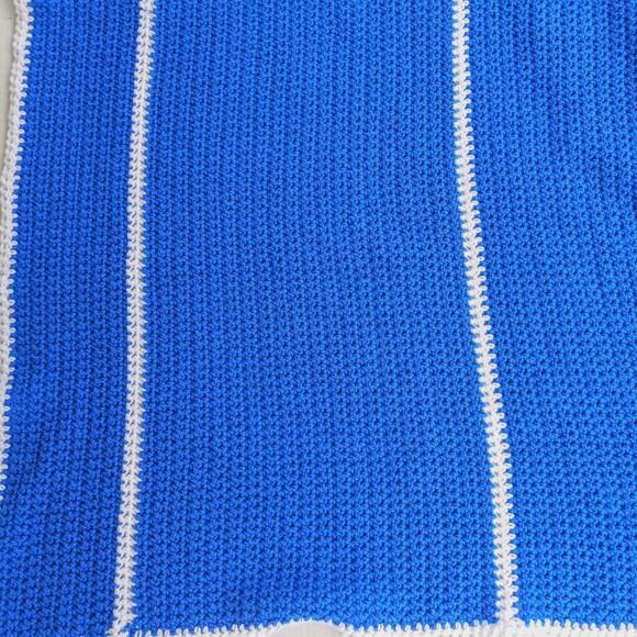 Handmade Crochet Knitted Baby Crib Afghan Blanket - Royal Blue - Toddler - Soft - Picture 2 of 4